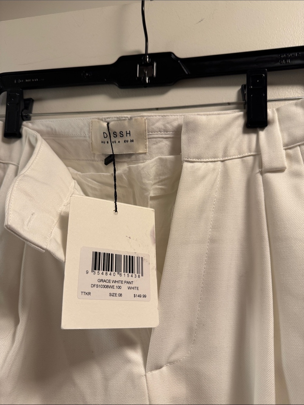 NWT DISSH Grace White Pants (Size US 4)